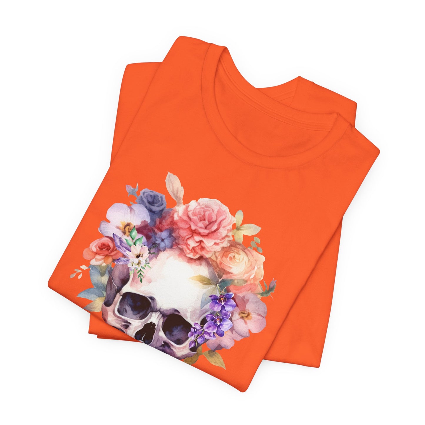 Gothic Purple Floral Skull Tee Vintage Boho T-Shirt