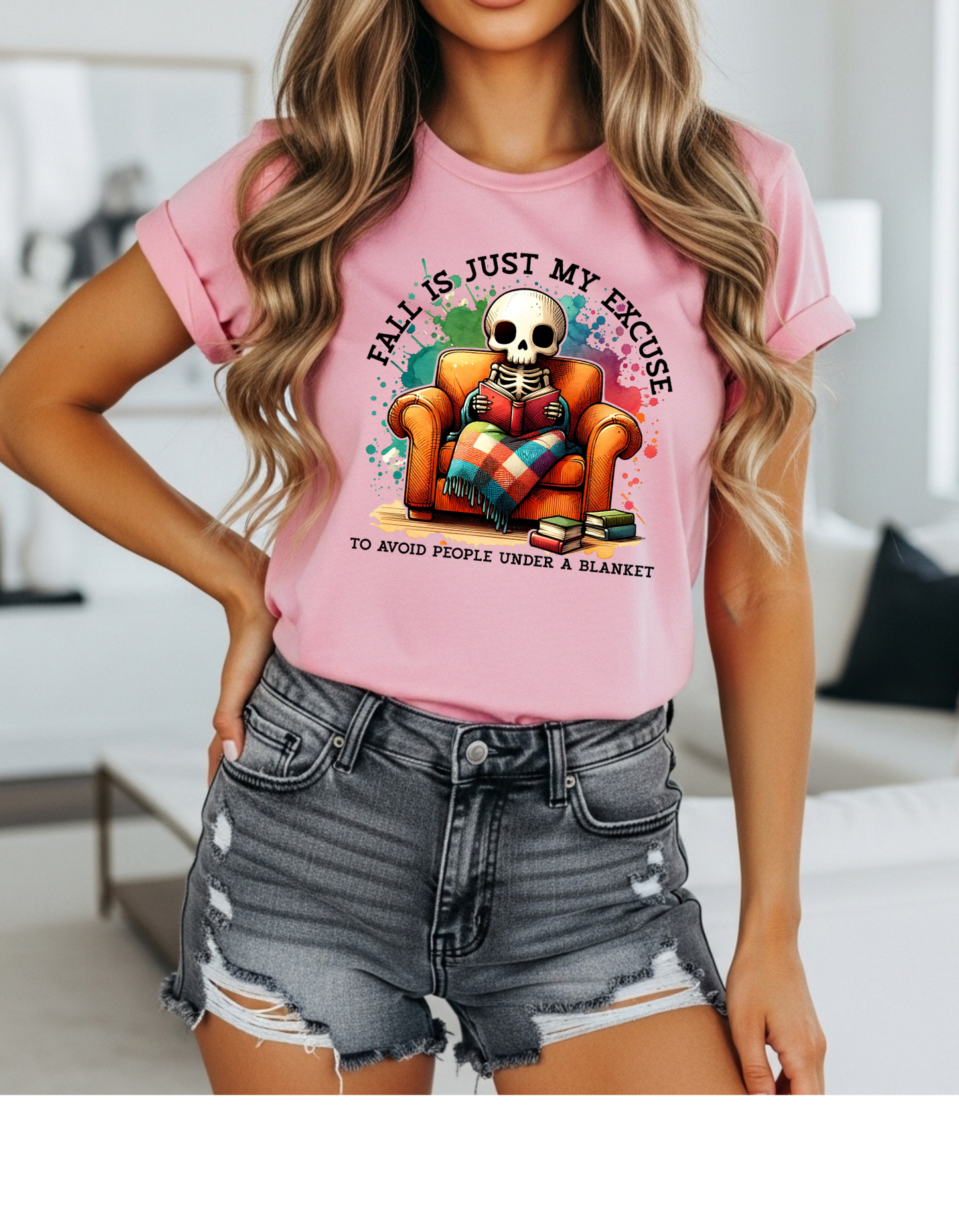 Fall is Just My Excuse to Hide from People Skeleton T-Shirt Halloween Skeleton Tee, Fall Excuse Shirt, Cozy Autumn Top, Unisex Graphic T-Shirt, Perfect for Halloween & Fall Celebrations