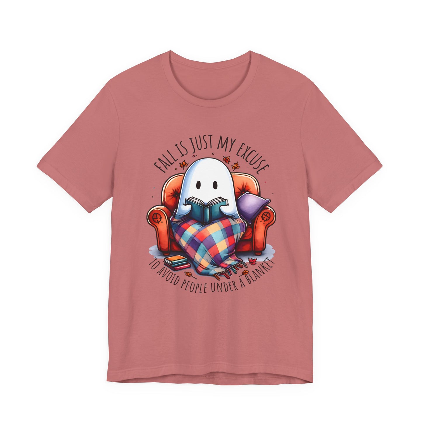 Fall is Just My Excuse to Avoid People T-Shirt Cozy Ghost Fall Tee, Perfect for Fall Nights, Halloween Spirit, Relaxing Home Vibes, Unisex Tee, Gift for Book Lovers, Ghost Lovers