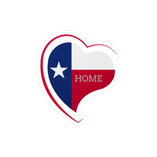 Texas Home Heart Kiss-Cut Vinyl Decals, Home Decor Stickers, Texas Sticker, Gift for Texas Lovers, Heart-Shaped Decal
