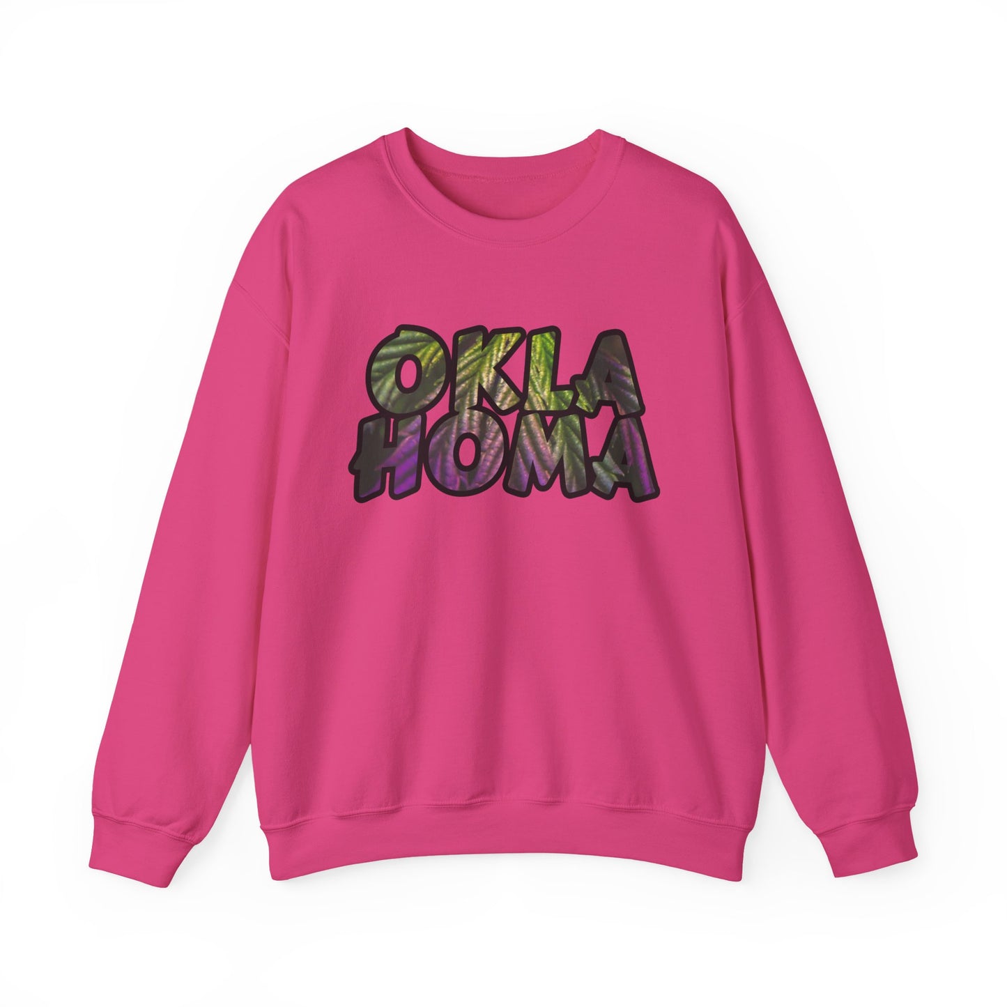 Oklahoma Cannabis Leaves Vibes Crewneck Sweatshirt, Comfortable Unisex Sweatshirt, Casual Style, Perfect for Fall, Great Gift Idea
