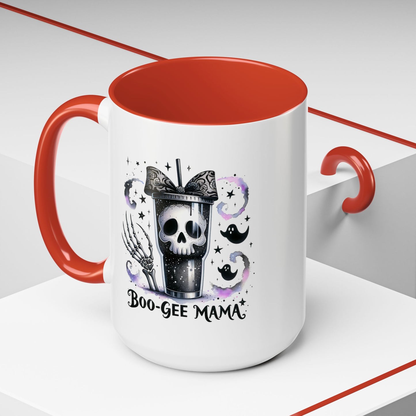 Boo-Gee Mama Spooky Halloween Coffee Mug, Boo-Gee Mama Drinkware, Cute Skeleton Mug, Witchy Gift for Moms, Unique Coffee Cup