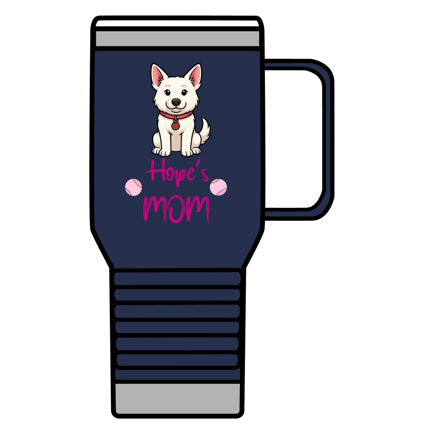 White German Shepherd Personalized Dog Mom Travel Mug, 20oz Coffee Cup, Pet Lover Gift, Mother's Day Mug, Dog Lover Accessories, Cute Pet Travel Mug