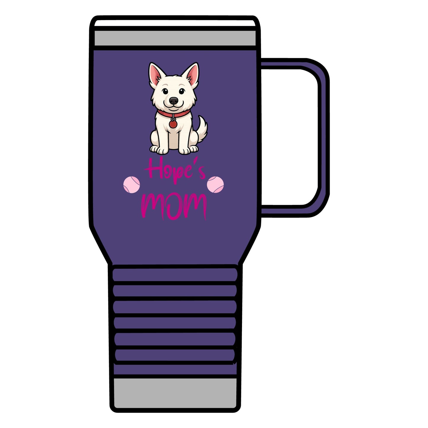 White German Shepherd Personalized Dog Mom Travel Mug, 20oz Coffee Cup, Pet Lover Gift, Mother's Day Mug, Dog Lover Accessories, Cute Pet Travel Mug