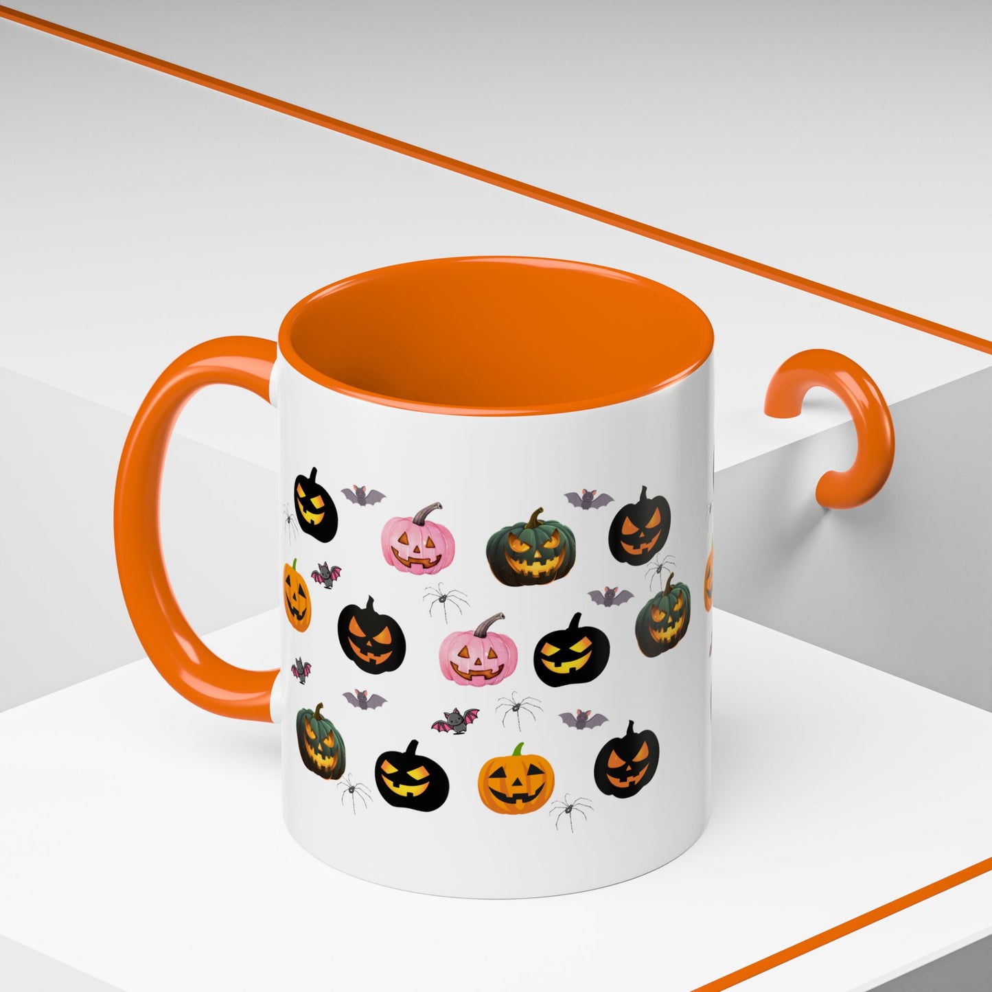 Spooky Pumpkin Accent Coffee Mug - Halloween Decor, Autumn Gift, Fall Kitchenware, Unique Coffee Cup, Trick or Treat