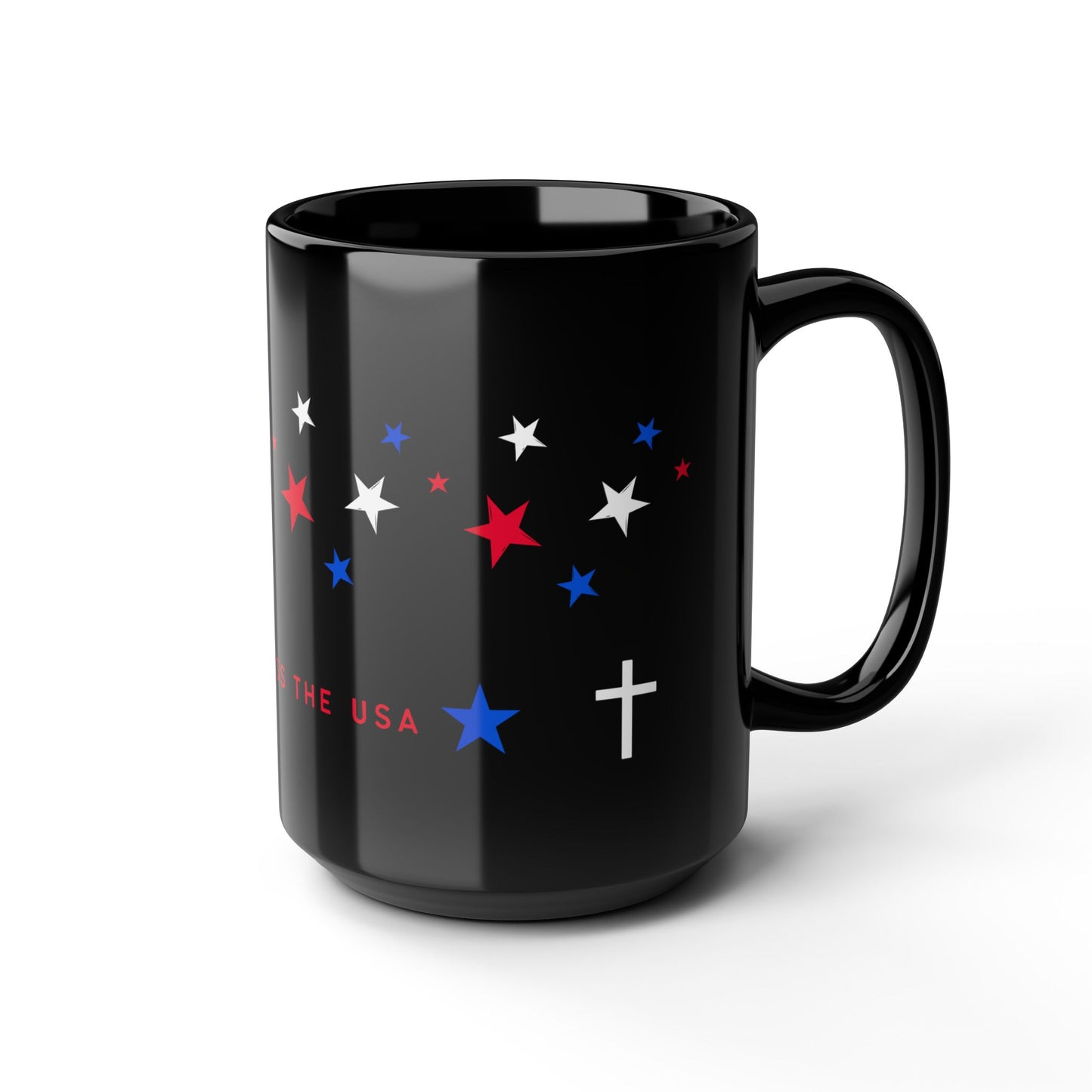 Patriotic Coffee Mug - God Bless the USA, Star-Spangled, 4th of July Gift, Christian Mug, Red White Blue Decor, Veteran Appreciation