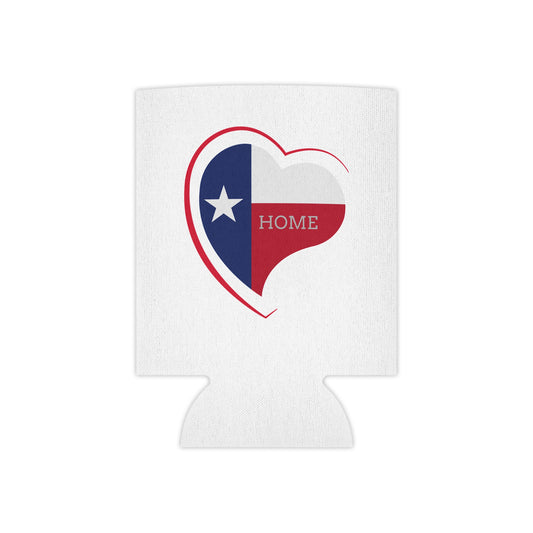 Texas Home Can Cooler, Heart Design, Beverage Insulator, Gift for Texan, Home State Pride, Summer BBQ Accessory, Texas Lovers