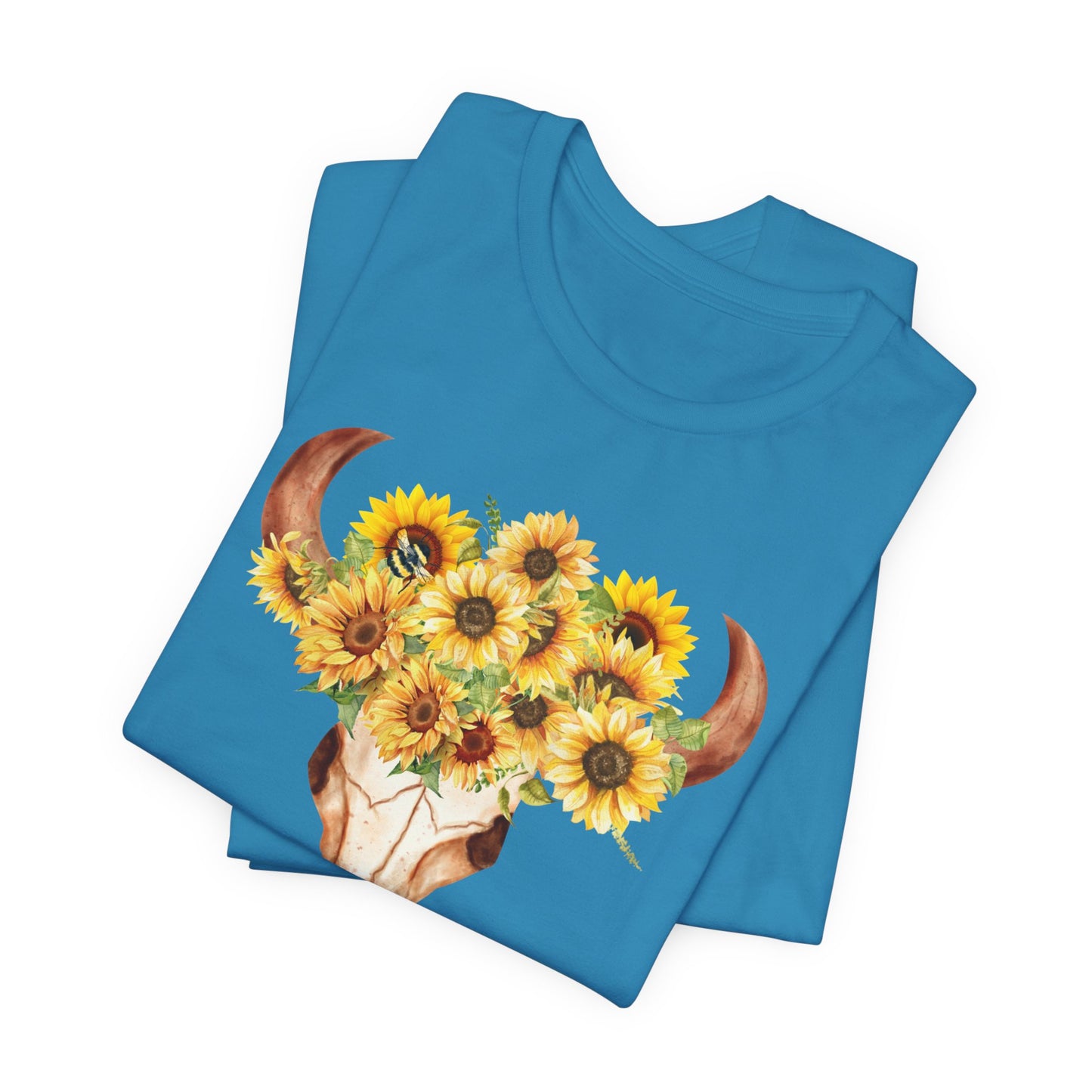 Sunflower Skull Tee - Boho T-Shirt, Unisex Graphic Shirt, Floral Tee, Casual Summer Wear, Perfect Gift for Nature Lovers