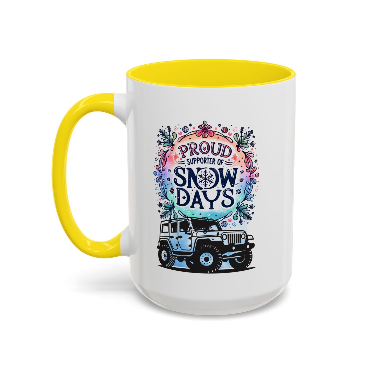 JEEP Coffee Mug Proud Supporter of Snow Days Jeep Coffee Mug, Accent Mug for Jeep Lovers, Winter Beverage Cup, Holiday Gift Idea, Fun Travel Mug