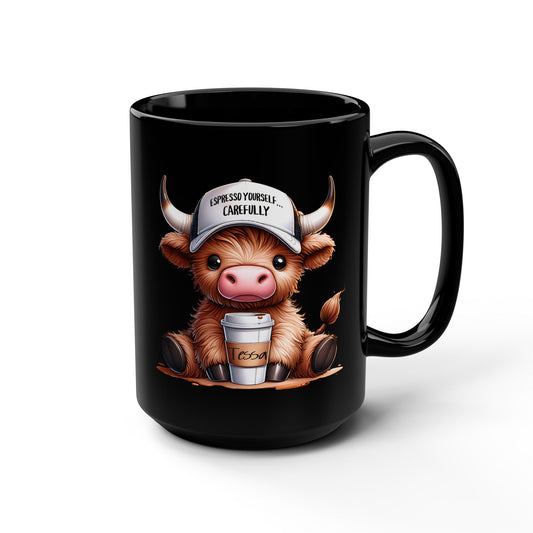 Highland Cow Expresso Self Carefully Highland Cow Customizable Mug 15 oz