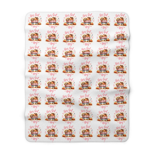 Hay Girl Hay Cozy Sherpa Fleece Blanket Gift for Country Girl Perfect for Winter Comfort, Home Decor, Gifts, Warm & Soft Throw