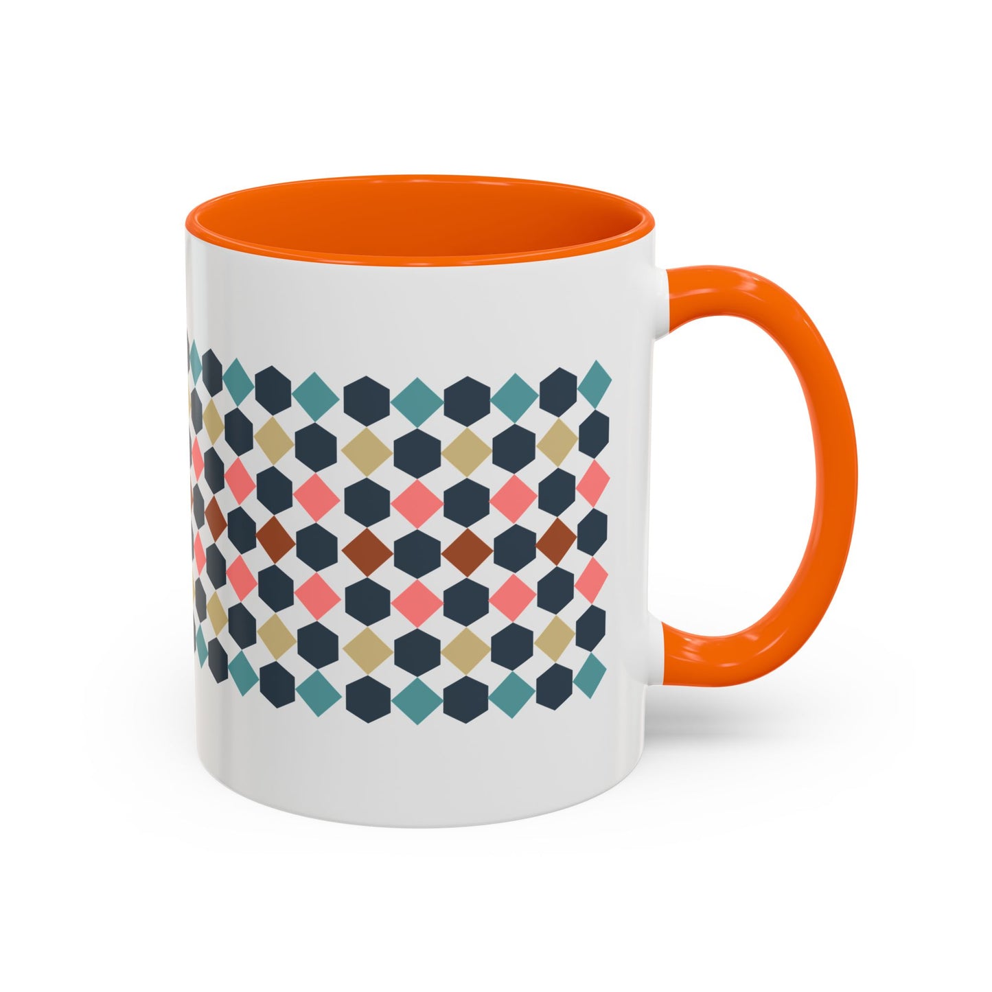 Hex Style Accent 11oz and 15oz Coffee Mug Geometric Pattern Ceramic Cup Gift for Coffee Lovers, Home Decor, Office Mug, Unique Kitchenware