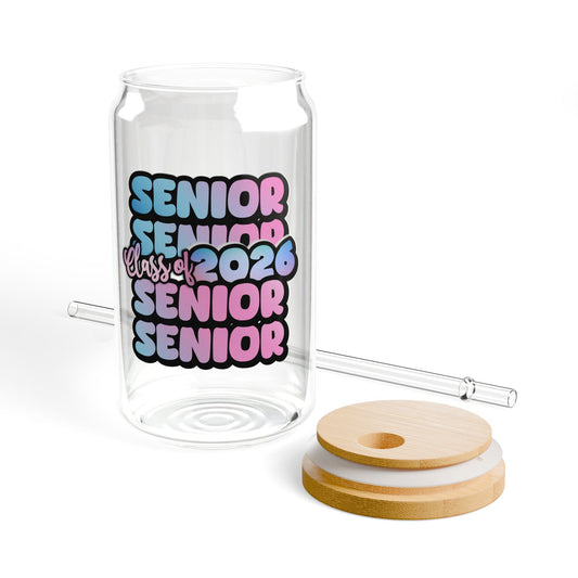Senior Class of 2026 Sipper Glass Graduation Drinkware Cup for Graduates Senior Gift Reusable Glass Tumbler