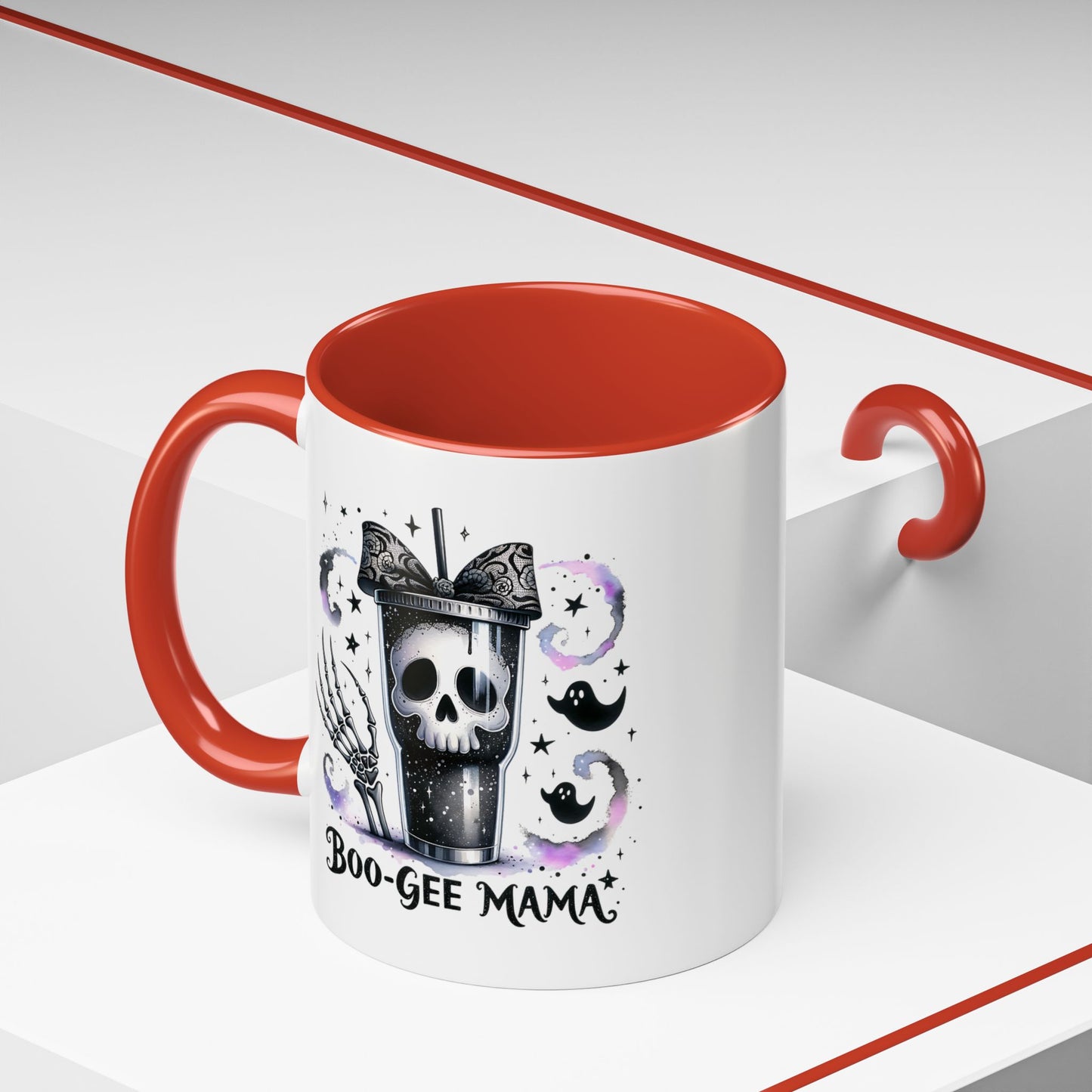 Boo-Gee Mama Spooky Halloween Coffee Mug, Boo-Gee Mama Drinkware, Cute Skeleton Mug, Witchy Gift for Moms, Unique Coffee Cup