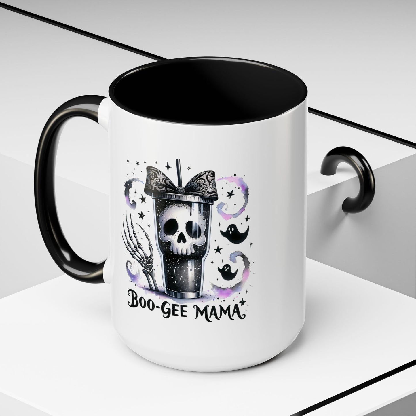 Boo-Gee Mama Spooky Halloween Coffee Mug, Boo-Gee Mama Drinkware, Cute Skeleton Mug, Witchy Gift for Moms, Unique Coffee Cup