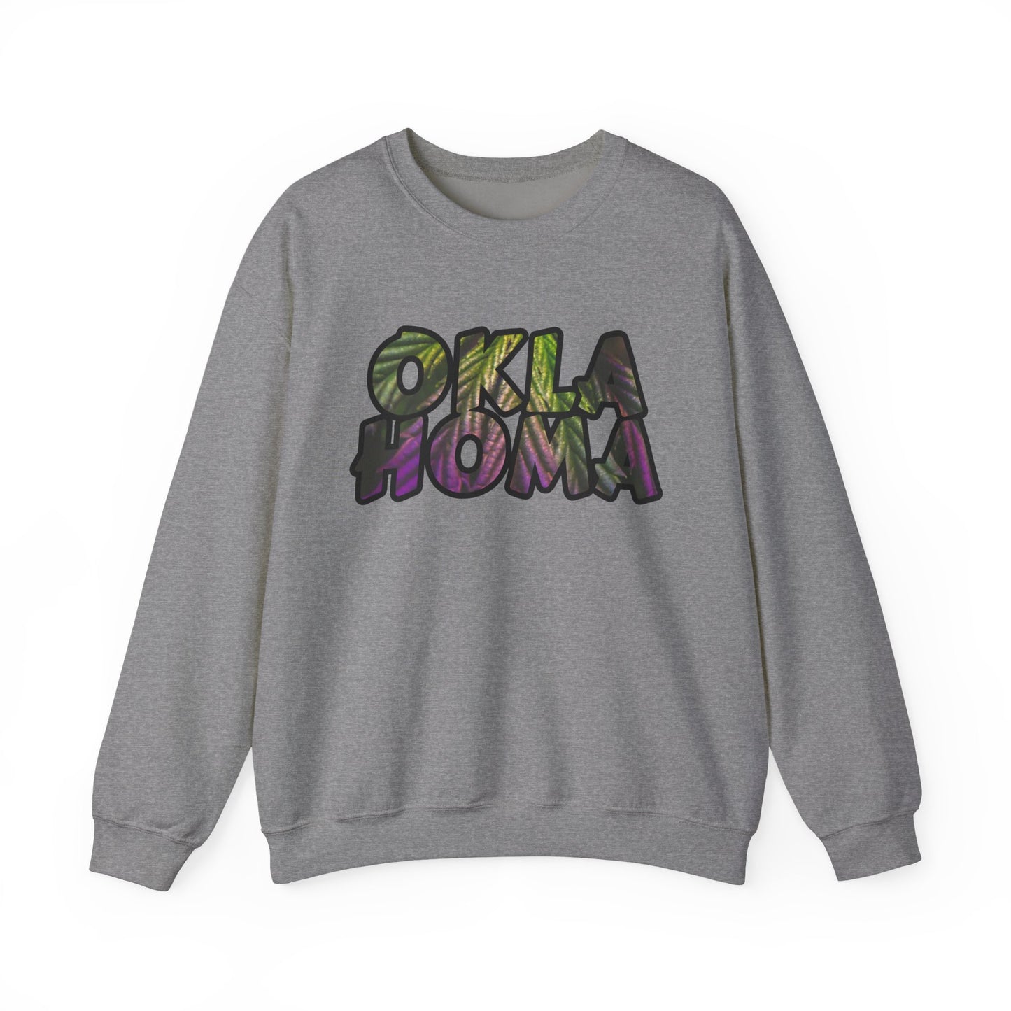 Oklahoma Cannabis Leaves Vibes Crewneck Sweatshirt, Comfortable Unisex Sweatshirt, Casual Style, Perfect for Fall, Great Gift Idea