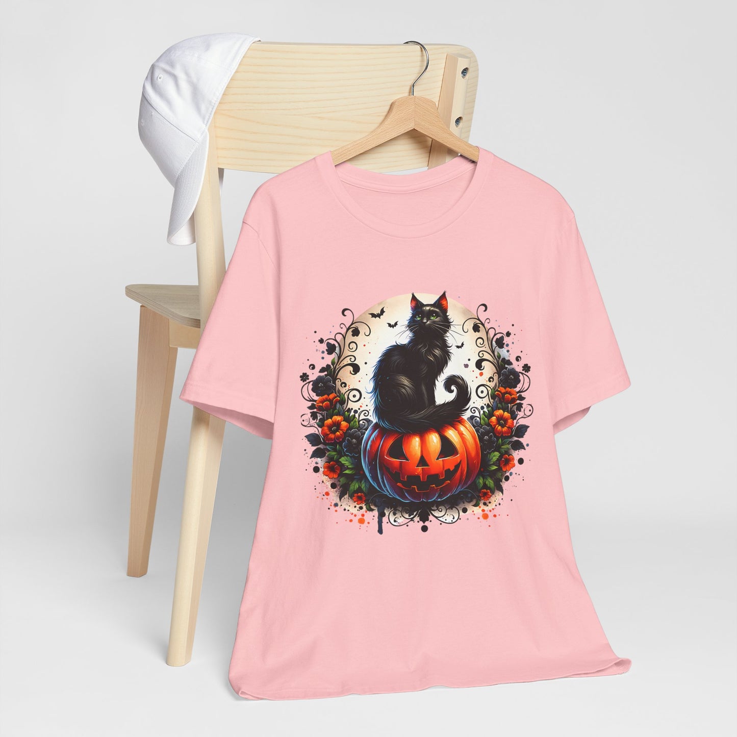 Halloween Black Cat T-Shirt, Unisex Jersey Short Sleeve Shirt, Spooky Fall Fashion, Cat Lover Gift, Autumn Celebrations, Halloween Shirt