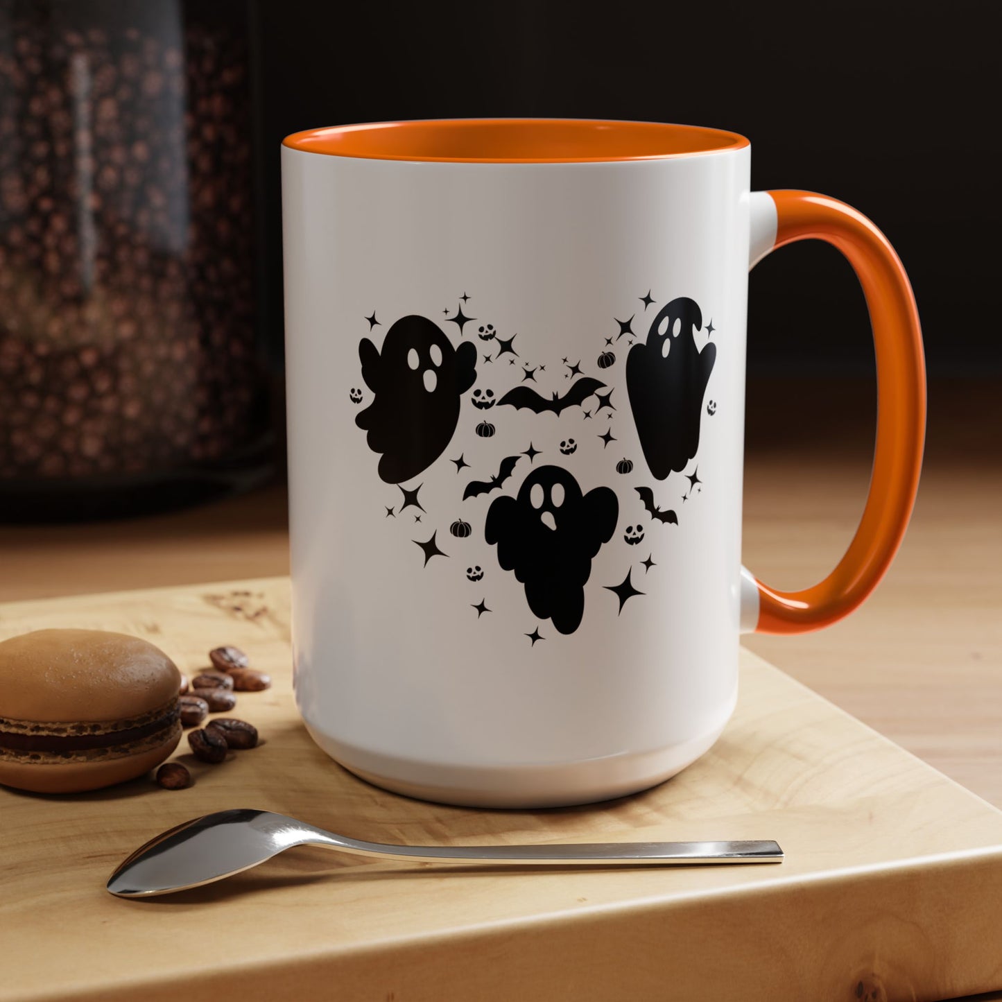 Halloween Ghost Heart Coffee Mug - Spooky Mug for Halloween, Cute Ghost Decor, Trick or Treat Mug, Goth Coffee Cup, Halloween Gift