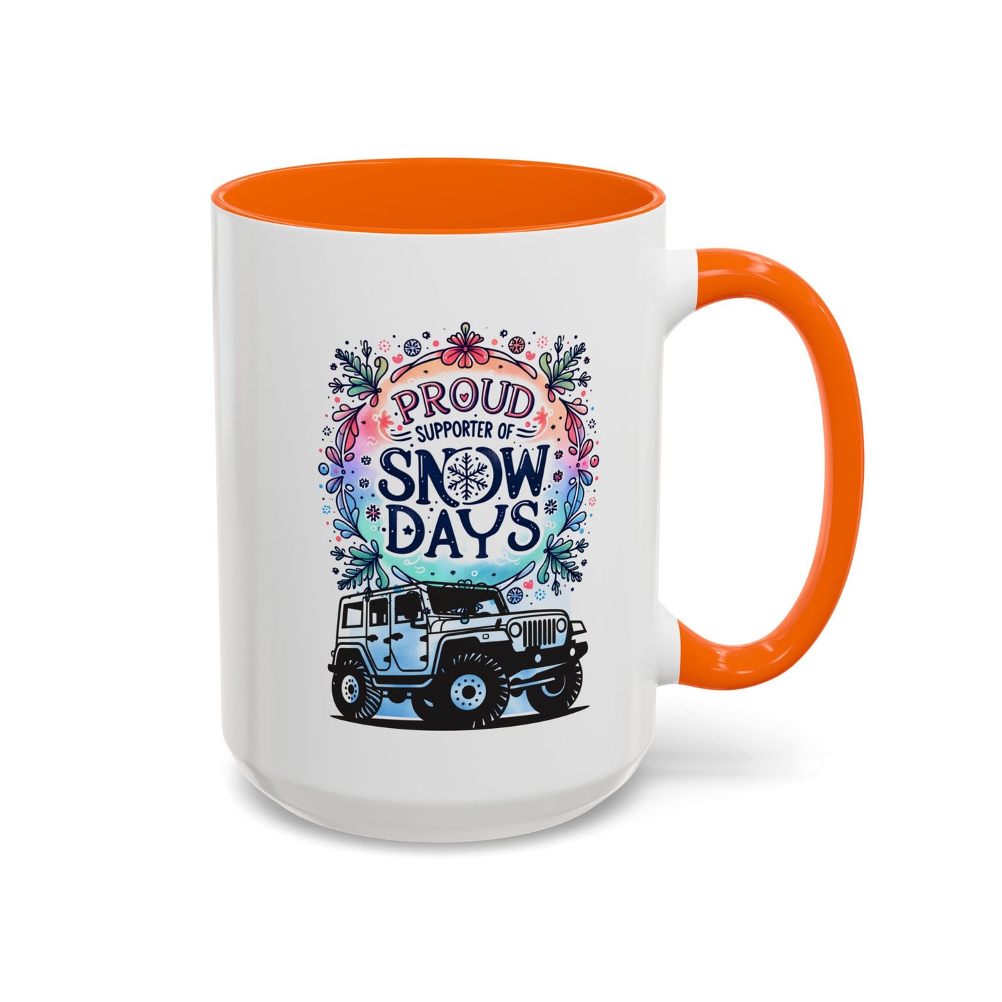 JEEP Coffee Mug Proud Supporter of Snow Days Jeep Coffee Mug, Accent Mug for Jeep Lovers, Winter Beverage Cup, Holiday Gift Idea, Fun Travel Mug
