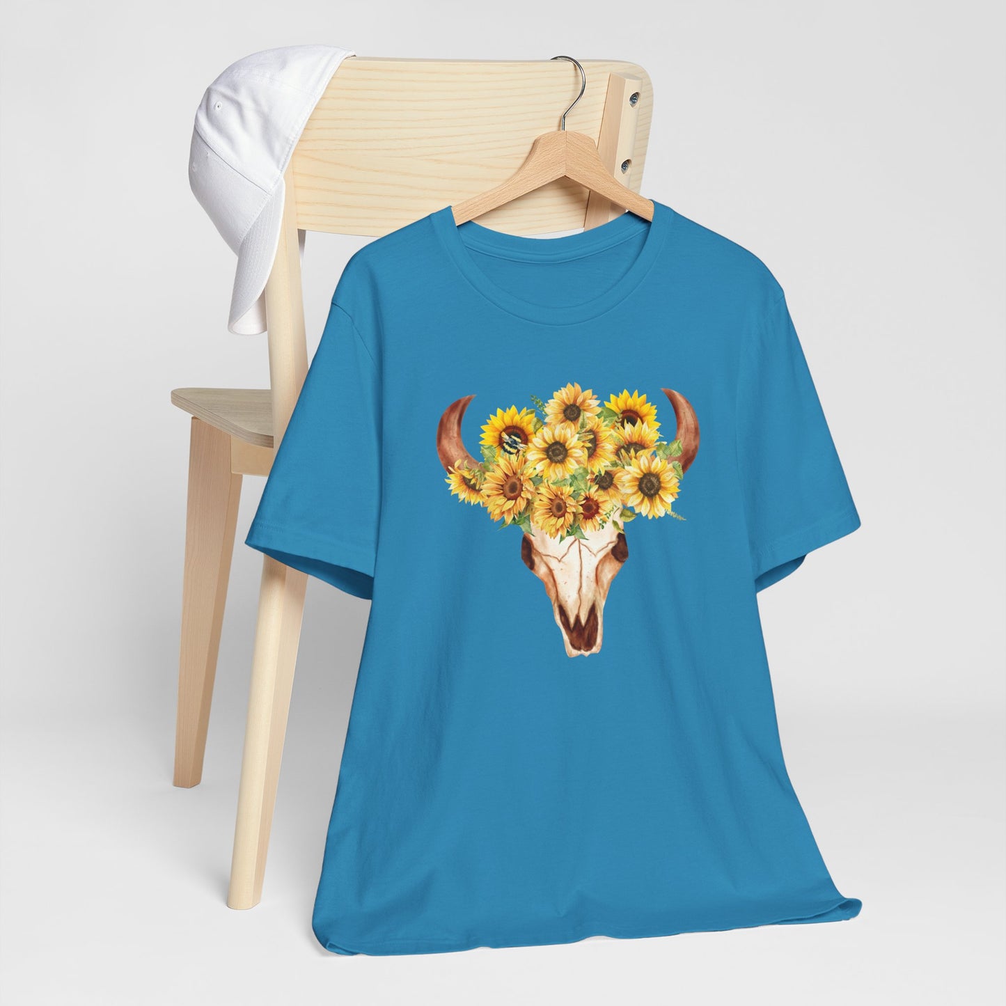 Sunflower Skull Tee - Boho T-Shirt, Unisex Graphic Shirt, Floral Tee, Casual Summer Wear, Perfect Gift for Nature Lovers