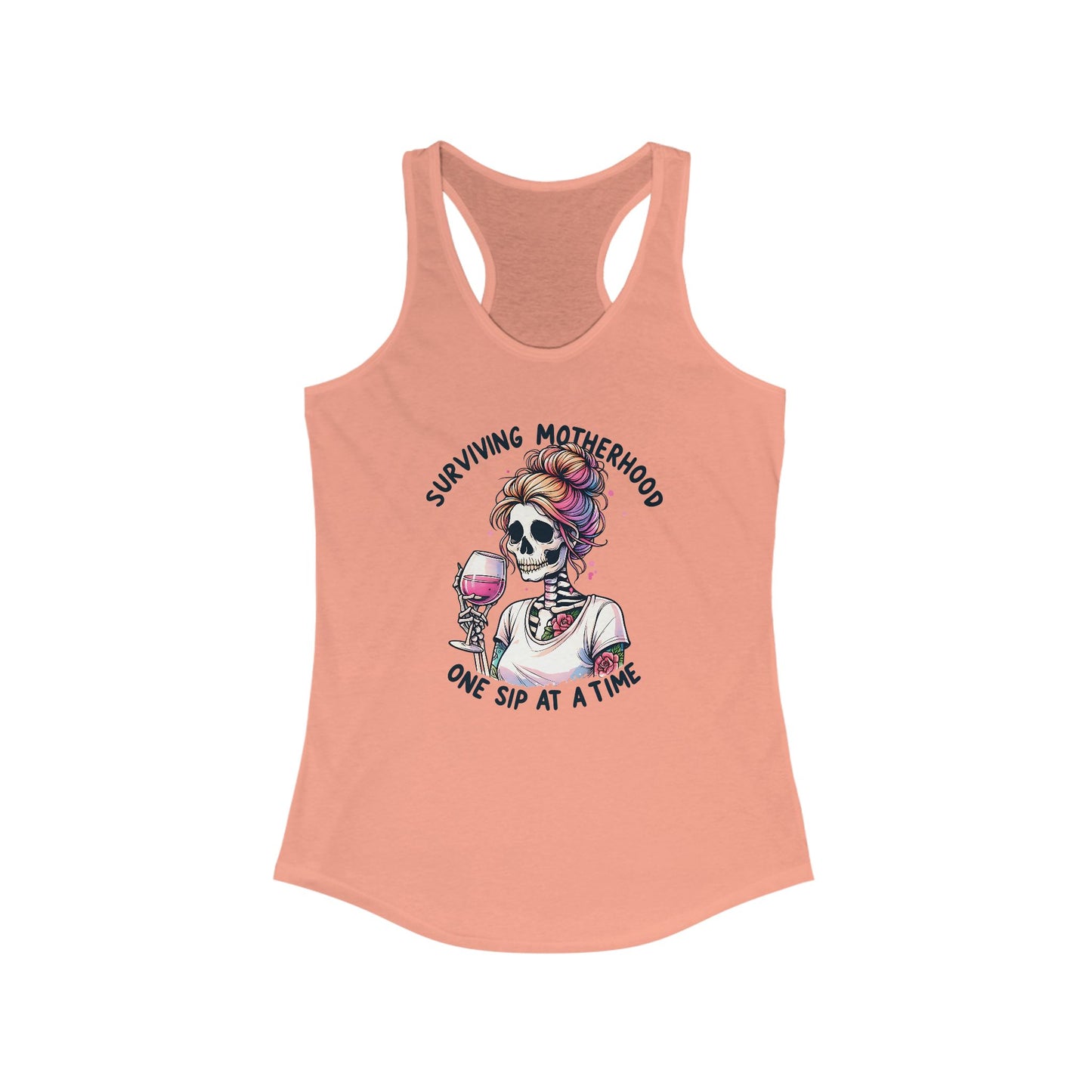 Surviving Motherhood Skeleton Racerback Tank, Funny Mom Gift, Workout Top, Summer Tee, Casual Wear, Gifts for New Moms