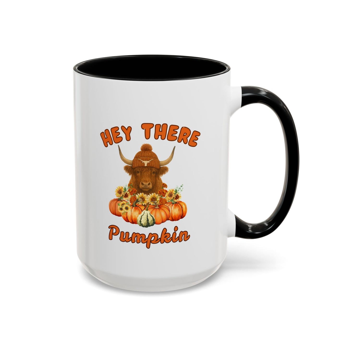 Cow Highlands Autumn Vibes Coffee Mug 11oz 15 oz Highlander Cow Festive Accent Mug Fun Pumpkin and Highland Cow Design Perfect for Fall Decor Gift for Coffee Lovers Cute Thanksgiving Mug
