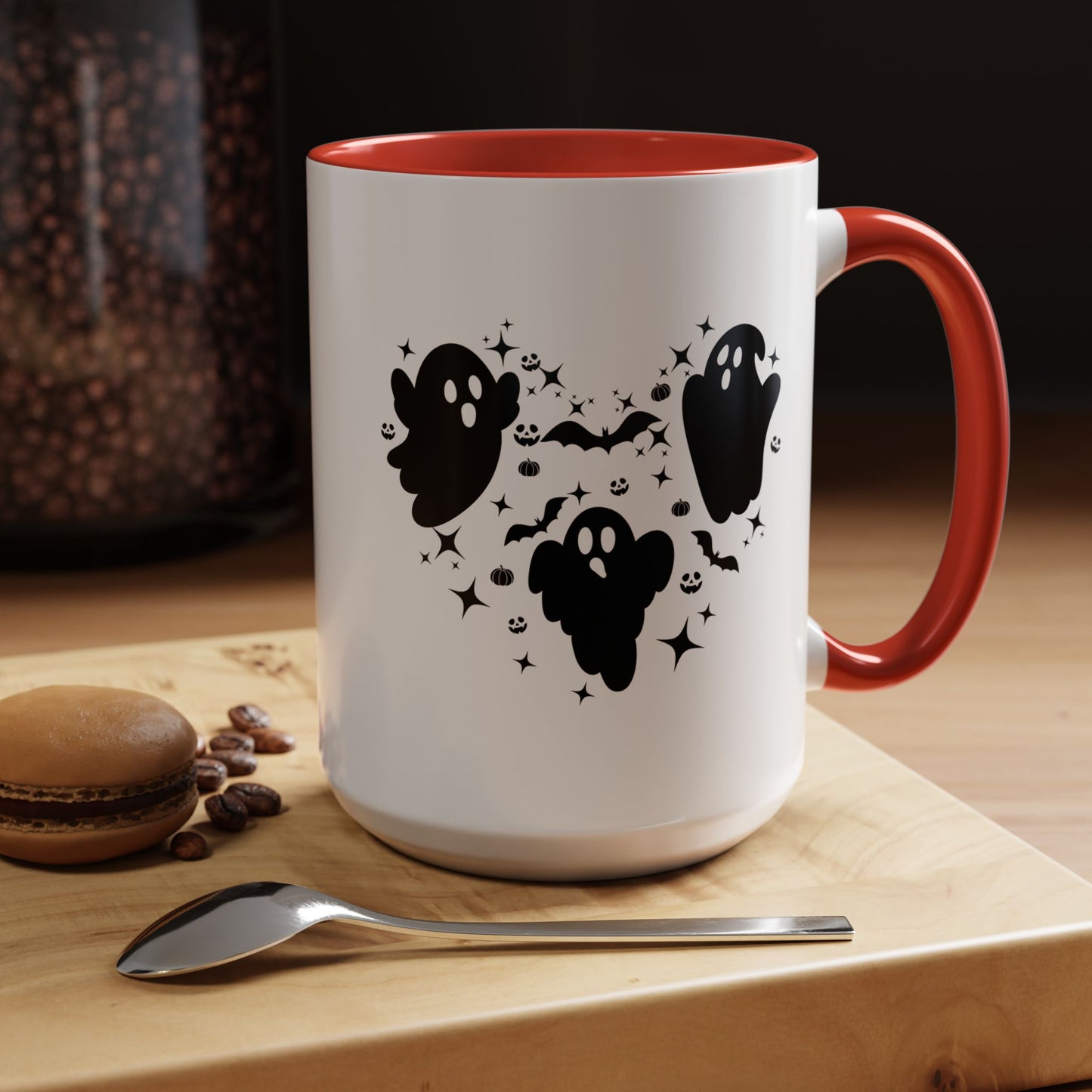 Halloween Ghost Heart Coffee Mug - Spooky Mug for Halloween, Cute Ghost Decor, Trick or Treat Mug, Goth Coffee Cup, Halloween Gift