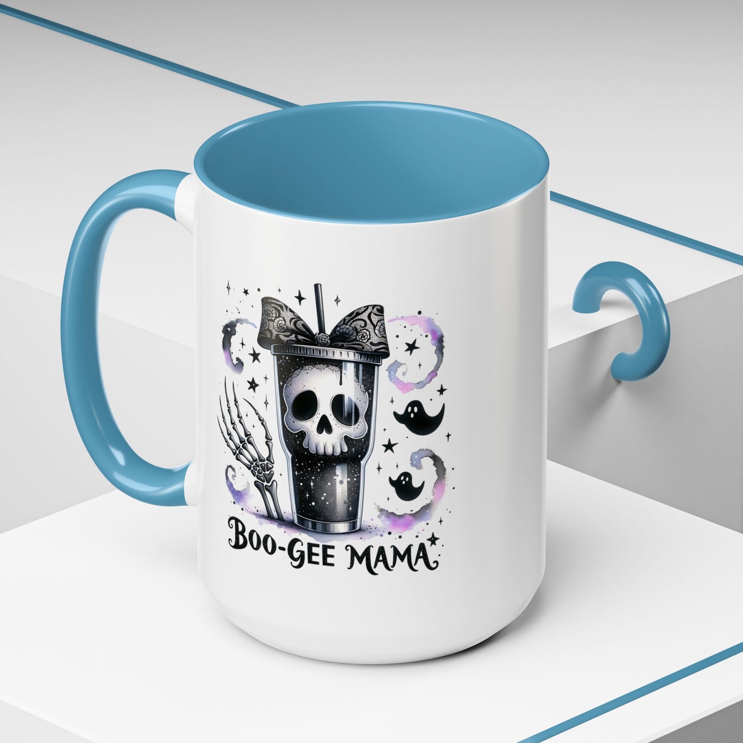 Boo-Gee Mama Spooky Halloween Coffee Mug, Boo-Gee Mama Drinkware, Cute Skeleton Mug, Witchy Gift for Moms, Unique Coffee Cup