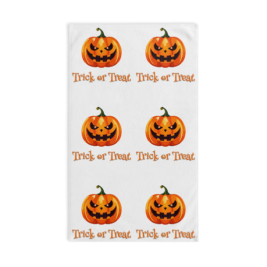 Halloween Pumpkin Trick or Treat Hand Towel, Trick or Treat Decor, Spooky Kitchen Towel, Fall Home Accessory, Holiday Gift Idea