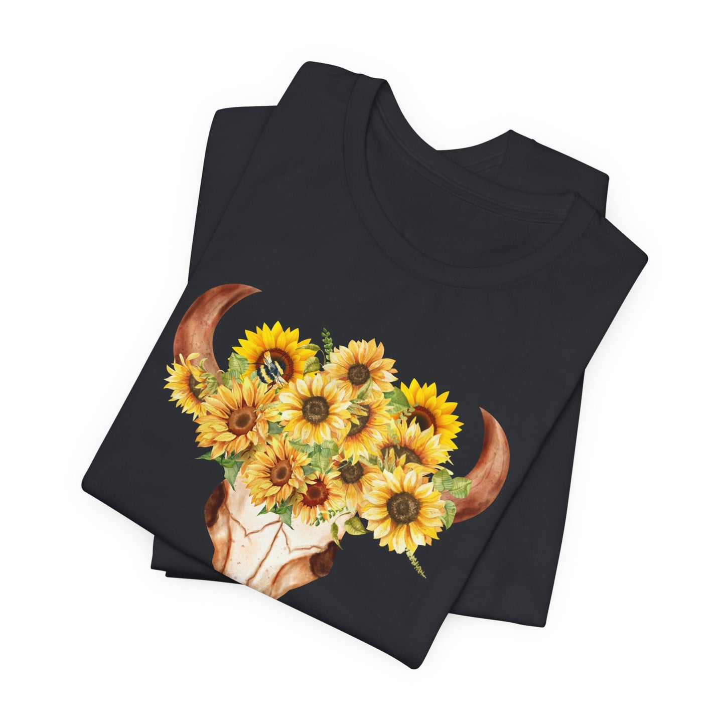 Sunflower Skull Tee - Boho T-Shirt, Unisex Graphic Shirt, Floral Tee, Casual Summer Wear, Perfect Gift for Nature Lovers