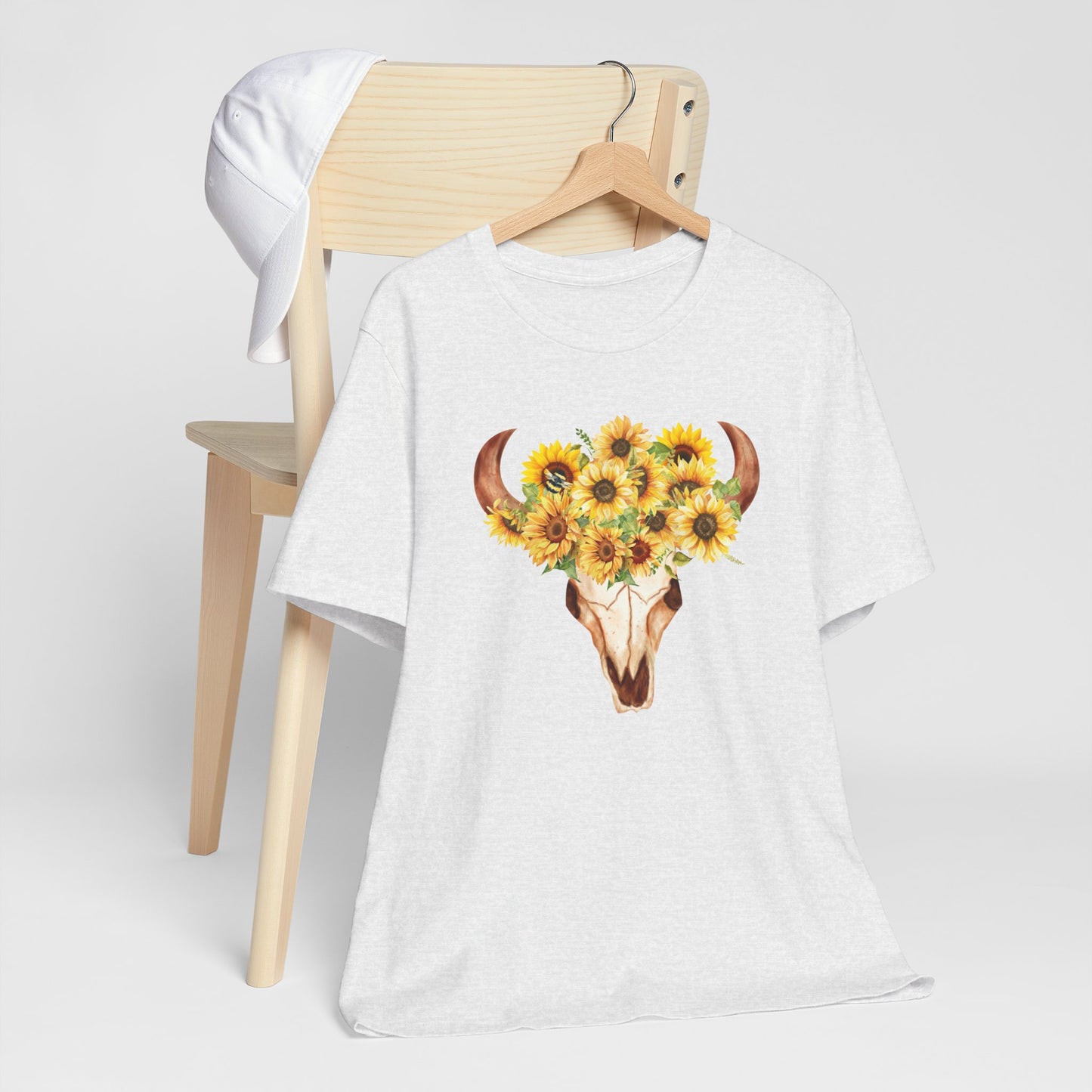 Sunflower Skull Tee - Boho T-Shirt, Unisex Graphic Shirt, Floral Tee, Casual Summer Wear, Perfect Gift for Nature Lovers