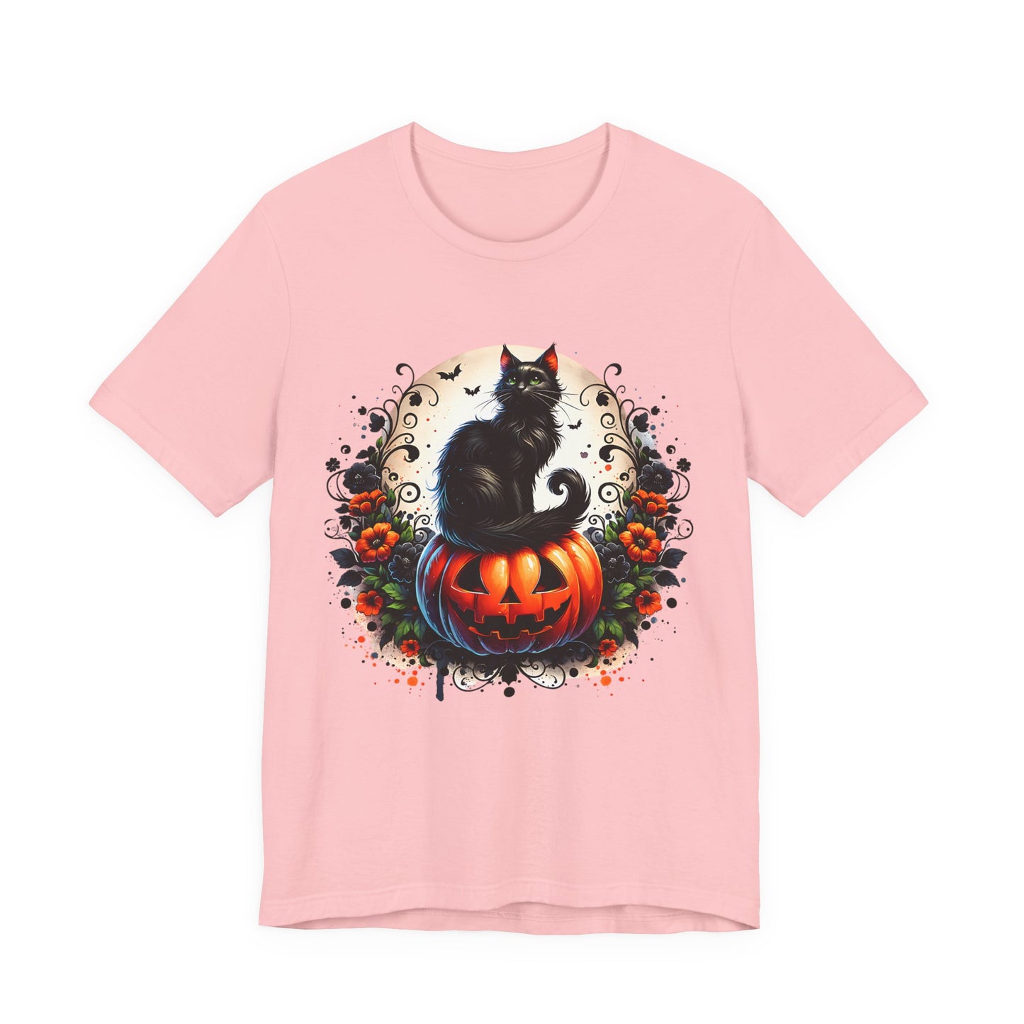 Halloween Black Cat T-Shirt, Unisex Jersey Short Sleeve Shirt, Spooky Fall Fashion, Cat Lover Gift, Autumn Celebrations, Halloween Shirt