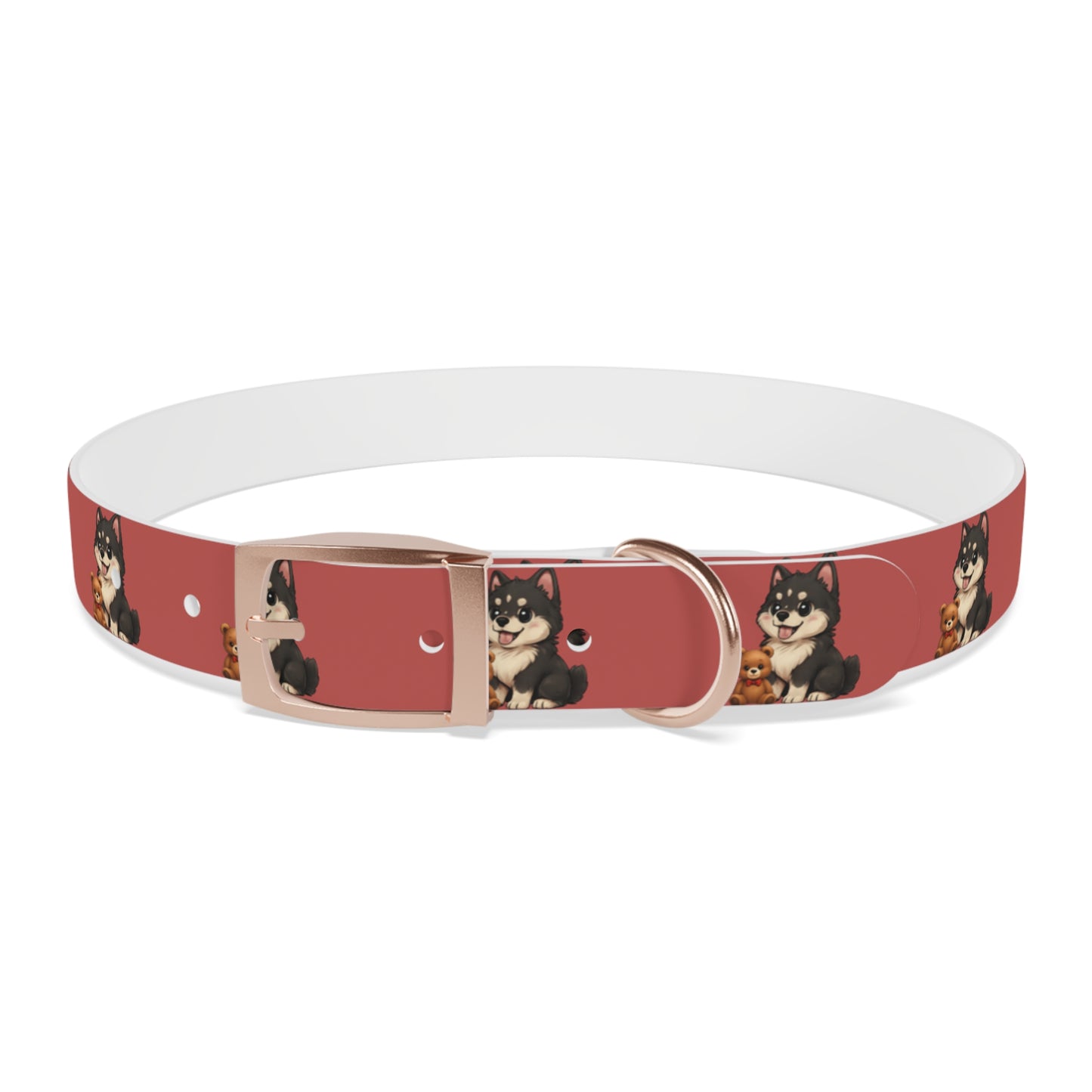 Red Husky Pattern Dog Collar — Cute Puppy Print Collar for Small & Medium Dogs