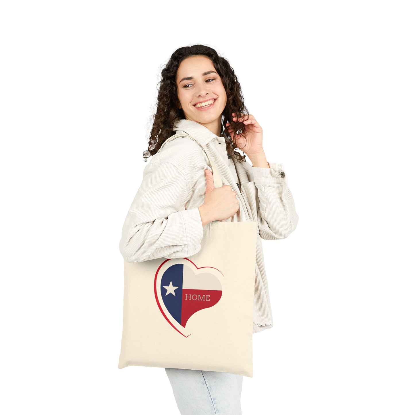 Texas Home Heart Canvas Tote Bag Beach Days, Travel, and Everyday Use