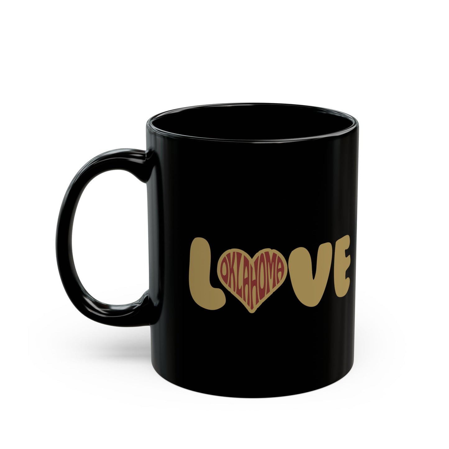 Oklahoma Black Coffee Mug 11oz 15oz Love Heart Black Mug - Perfect Gift for Coffee Lovers, Valentine's Day, Home Decor, Wedding Present, Motivational Drinkware