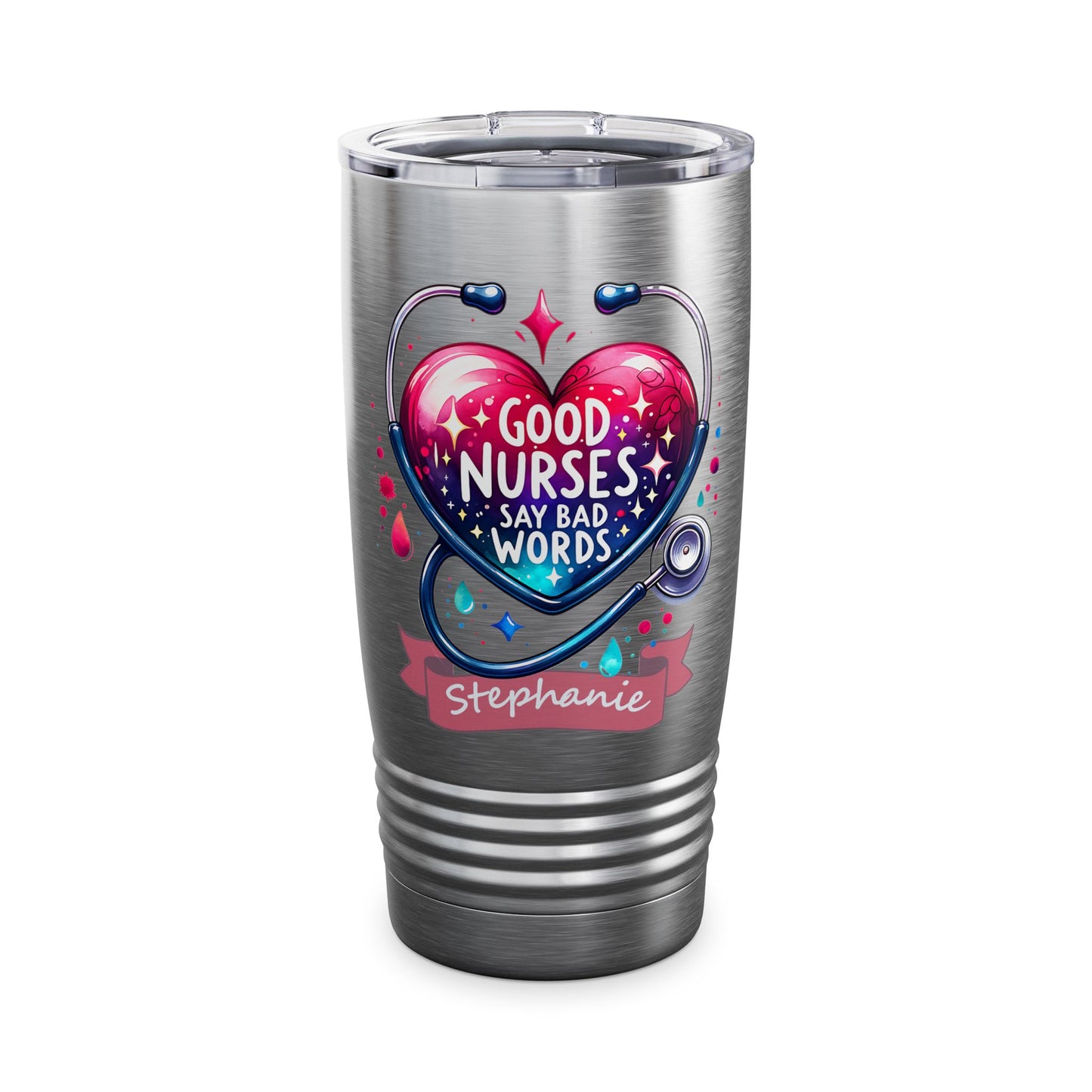 Good Nurses Say Bad Words 20 oz Tumbler Customizable Nurse Tumbler, Nursing Gift, Hospital Humor Mug, Ringneck Tumbler, 20oz, Good Nurses Say Bad Words, Custom Drinkware