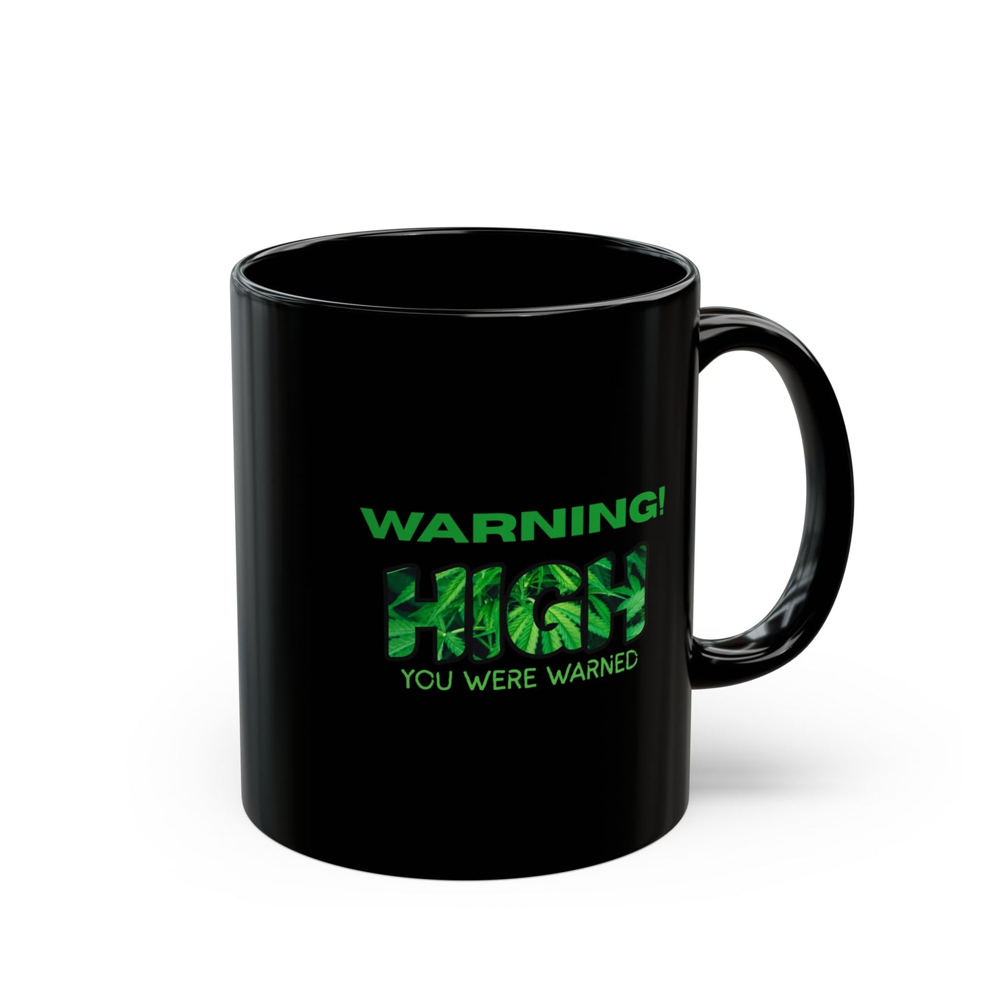 Warning HIGH Cannabis Coffee Mug - Fun Gift for Plant Lovers | Green Design, Holiday Gift, Office Decor, Unique Present, Geeky Cup