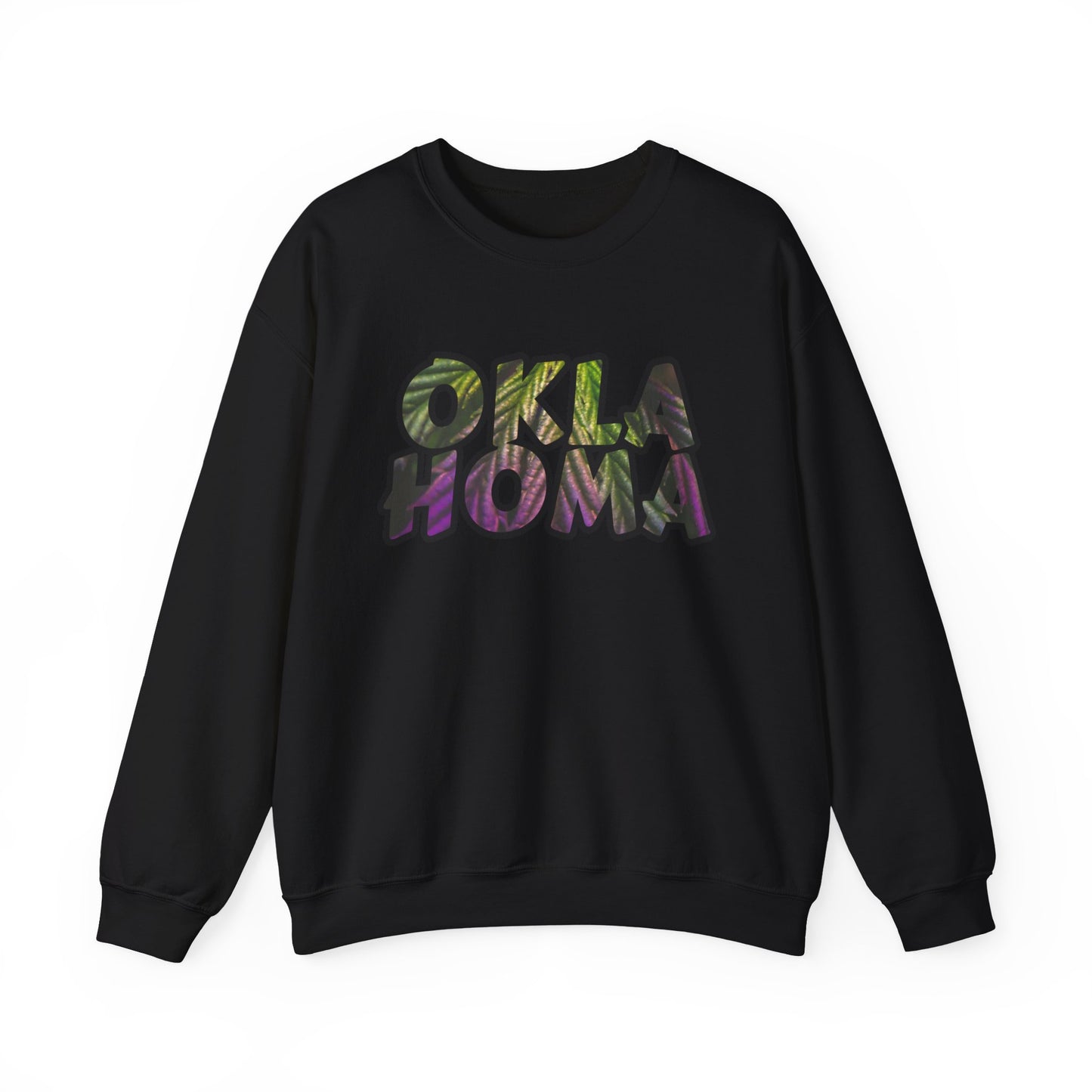Oklahoma Cannabis Leaves Vibes Crewneck Sweatshirt, Comfortable Unisex Sweatshirt, Casual Style, Perfect for Fall, Great Gift Idea