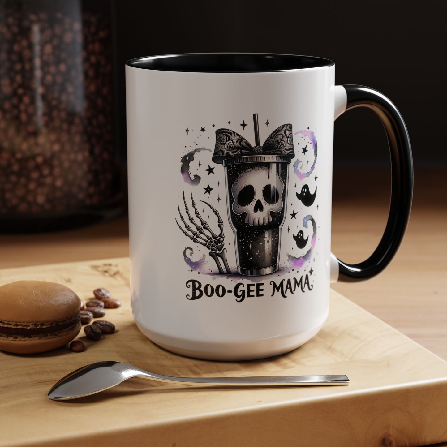 Boo-Gee Mama Spooky Halloween Coffee Mug, Boo-Gee Mama Drinkware, Cute Skeleton Mug, Witchy Gift for Moms, Unique Coffee Cup