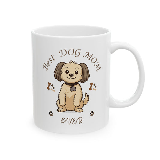 Best Dog Mom Ceramic Mug Gift for Pet Lovers, Funny Coffee Cup, Dog Mom Appreciation, Birthday Gift, Unique Pet Mom Present