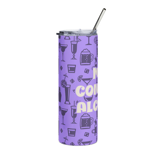 20oz Stainless Tumbler — Purple 'May Contain Alcohol' Cocktail Pattern