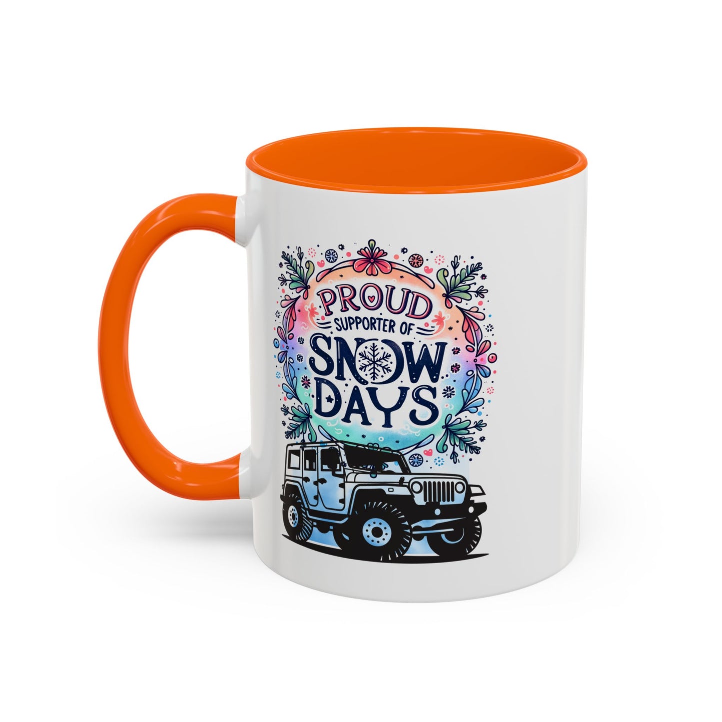 JEEP Coffee Mug Proud Supporter of Snow Days Jeep Coffee Mug, Accent Mug for Jeep Lovers, Winter Beverage Cup, Holiday Gift Idea, Fun Travel Mug