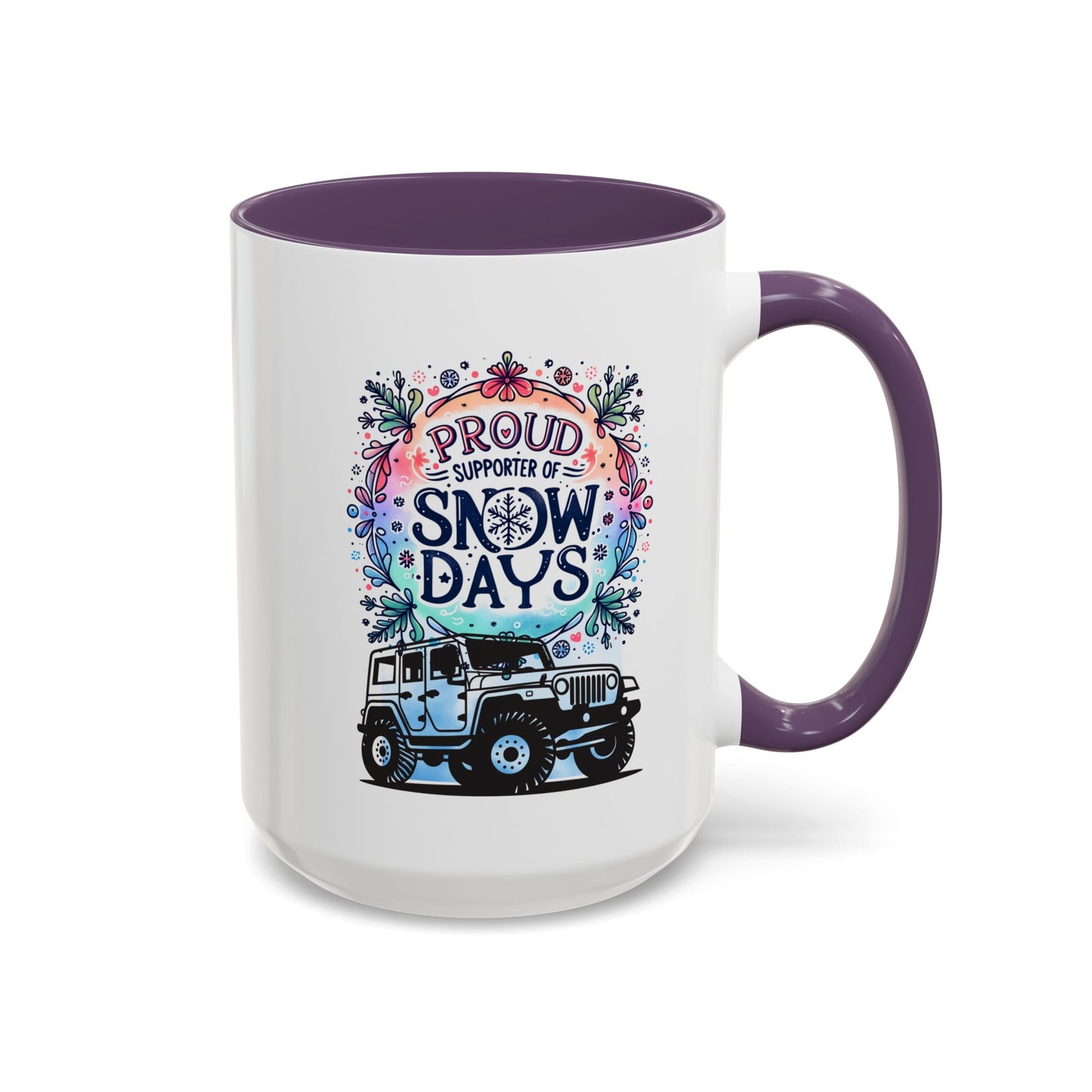 JEEP Coffee Mug Proud Supporter of Snow Days Jeep Coffee Mug, Accent Mug for Jeep Lovers, Winter Beverage Cup, Holiday Gift Idea, Fun Travel Mug