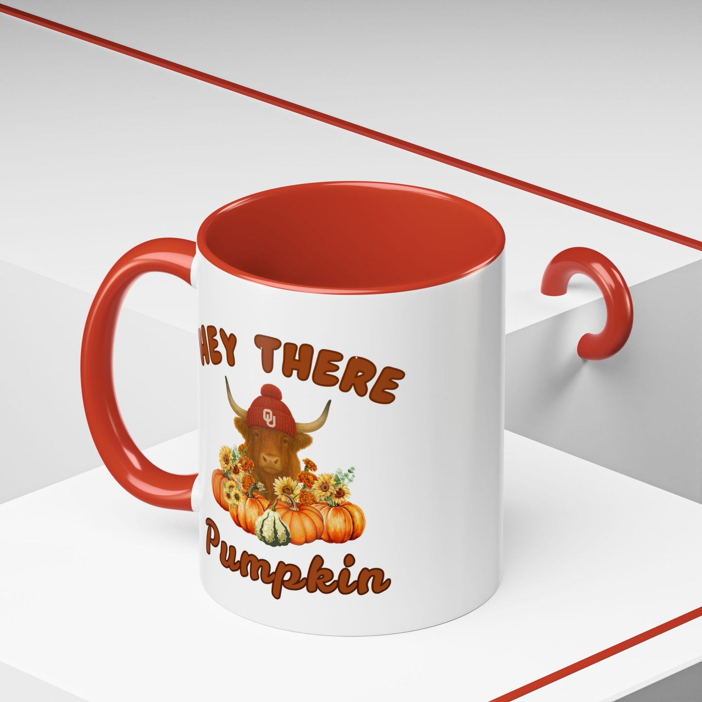 Highland Cow Sooner Fan Mug 11oz and 15oz Hey There Pumpkin Coffee Mug, Fall Gifts, Autumn Decor, Cute Pumpkin Mug, Seasonal Coffee Cups, Thanksgiving Mugs