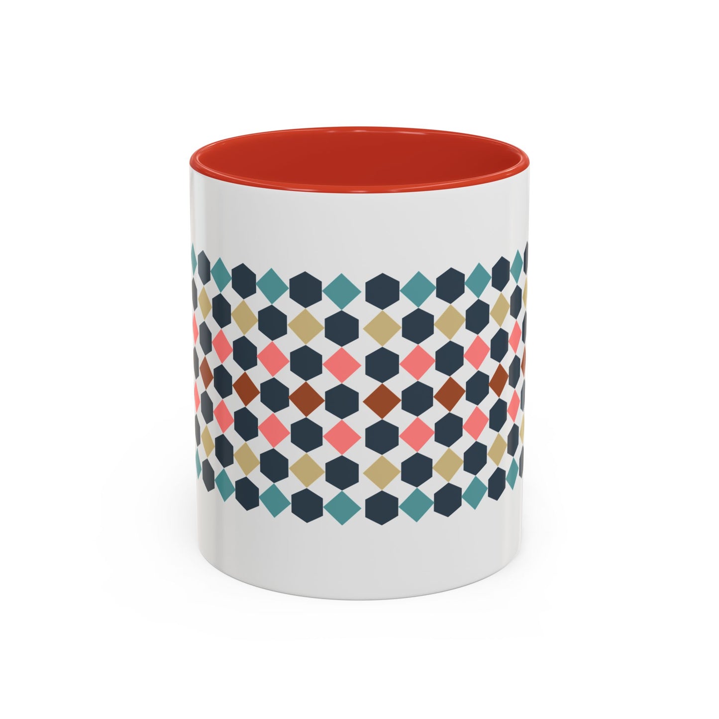 Hex Style Accent 11oz and 15oz Coffee Mug Geometric Pattern Ceramic Cup Gift for Coffee Lovers, Home Decor, Office Mug, Unique Kitchenware