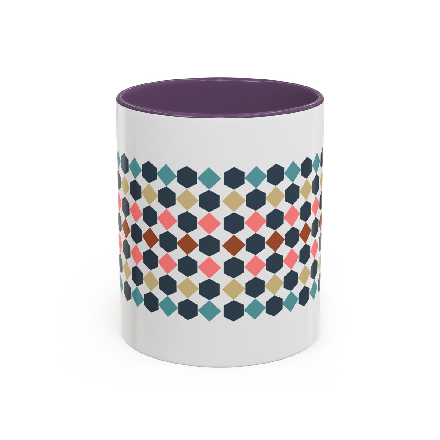 Hex Style Accent 11oz and 15oz Coffee Mug Geometric Pattern Ceramic Cup Gift for Coffee Lovers, Home Decor, Office Mug, Unique Kitchenware