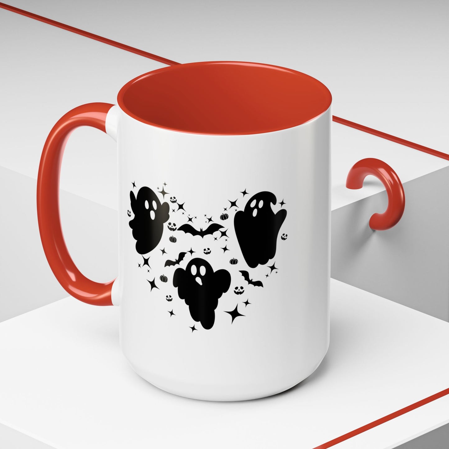 Halloween Ghost Heart Coffee Mug - Spooky Mug for Halloween, Cute Ghost Decor, Trick or Treat Mug, Goth Coffee Cup, Halloween Gift