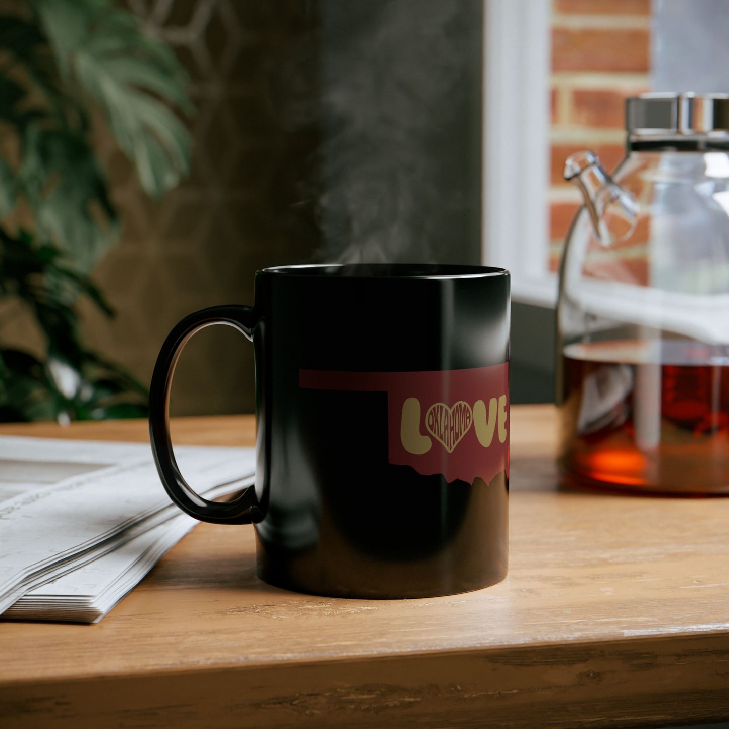 Oklahoma Coffee Mug 11oz 15oz Oklahoma Love Mug - Black Coffee Cup for Souvenir, Gift, Home Decor, Valentine's Day, Anniversary, or Birthday