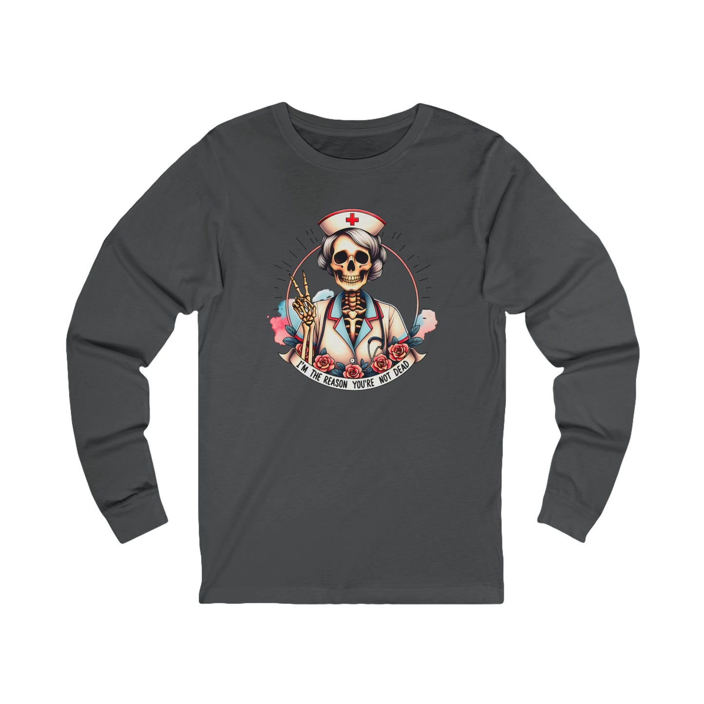 Funny Nurse Skeleton Long Sleeve Tee I'm the Reason You Aren't Dead Bella Canvas Long Sleeve Tee, Halloween Gift, Unisex Funny T-Shirt, Nurse Appreciation Shirt, Unique Medical Apparel, Spooky Shirt [...]