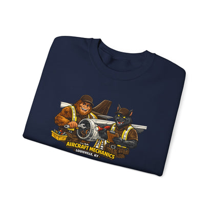 Aircraft Mechanics Crewneck Sweatshirt — Vintage Plane Techs Graphic